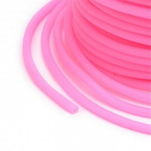 Шнур резиновый полый, 4мм, неоново-розовый, 1 метр