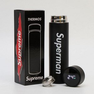 Термос Supreme "Superman", c термометром, 450 мл, сохраняет тепло 8 ч, 23 х 6.5 см