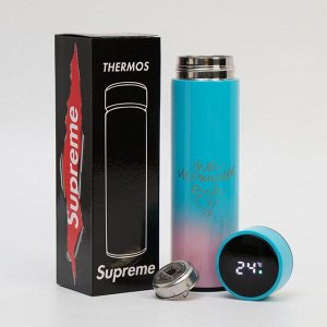 Термос Supreme, c термометром, 450 мл, сохраняет тепло 8 ч, 23 х 6.5 см, микс