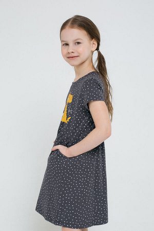 Платье для девочки Crockid К 5685 темно-серый, горошки к1272
