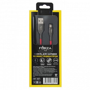 FORZA Кабель для зарядки Вегас Micro USB, 1м, 3А, Быстрая зарядка QC3.0, с индикатором