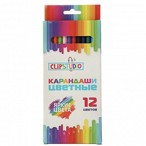 ClipStudio Карандаши 12 цветов шестигранные заточ., пластик, в карт.кор. с подвесом