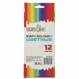 ClipStudio Карандаши 12 цветов шестигранные заточ., пластик, в карт.кор. с подвесом