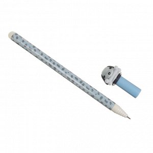Ручка гелевая "Пиши-стирай" синяя, након.в форме собаки со съемной костью-ластиком, пл., 16см, 4 диз