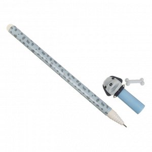 Ручка гелевая "Пиши-стирай" синяя, након.в форме собаки со съемной костью-ластиком, пл., 16см, 4 диз