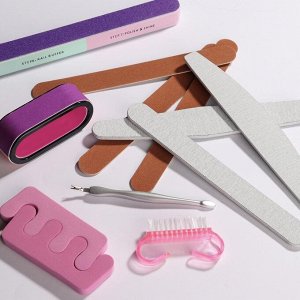ЮНИLOOK Набор пилок наждачных 2-х сторонних для ногтей 240/240 грит 3 шт, щепа, 17,8см