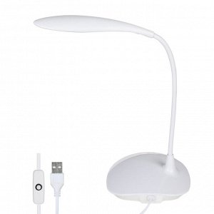 FORZA Лампа настольная, 14 LED, питание USB, кабель 1.5м, 600Lux, белая, пластик