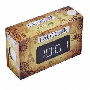 LADECOR Будильник электронный, термометр, 3хААА, USB, 10х3х5 см, 2 цвета