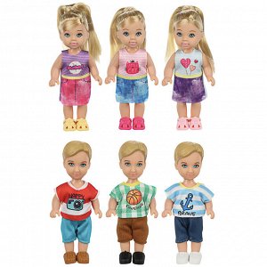 ИГРОЛЕНД Кукла в повседневной одежде, 11,5см, ABS, полиэстер, 7х16х4см, 6 дизайнов