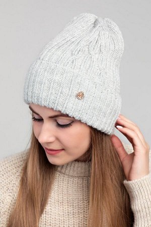 Шапка шапка 56-58 (осень-зима); светло серый; Шерсть - 50% Акрил - 50%, однослойная с металлизированной нитью