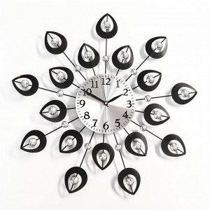 Часы настенные, серия: Ажур, "Чёрные лепестки", плавный ход, d=15 см, 47 х 47 см