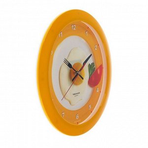 Часы настенные круглые "Яичница", жёлтый обод, 29х29 см