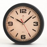Будильник, дискретный ход,  d-15 см, циферблат 13 см, черный
