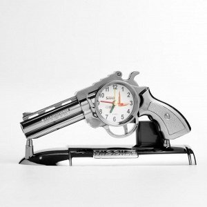 Будильник "Пистолет", дискретный ход, d-7 см, 13 х 24 см, микс