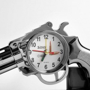 Часы-будильник "Пистолет", дискретный ход, d=7 см, 13 х 24 см