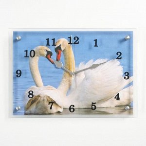Часы настенные, серия: Животный мир, "Лебеди", 25х35  см, в ассортименте