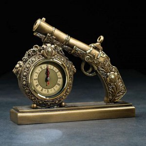 Часы настольные "Пистолет" цвет золото, 25х7х21 см
