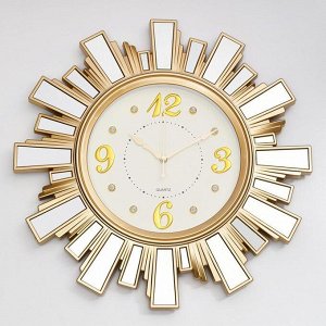 Часы настенные, серия: Интерьер, "Лучики Солнца", 52 х 52 х 4 см, цвет золото, плавный ход