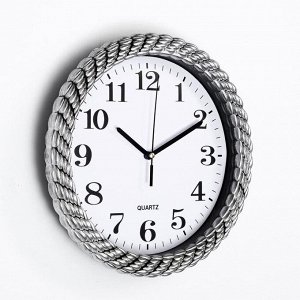 Часы настенные, серия: Классика, "Плетёнка", дискретный ход, d=21 см, 26 х 26 см