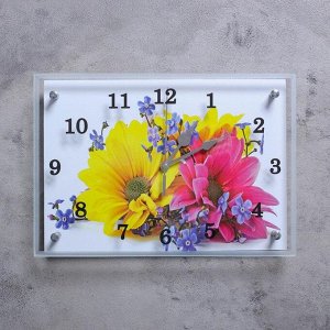 Часы настенные, серия: Цветы, "Два цветка", 25х35  см, микс