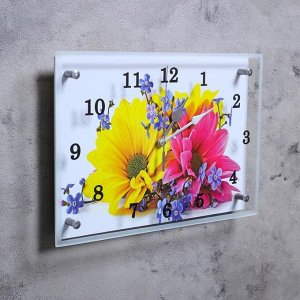 Часы настенные, серия: Цветы, "Два цветка", 25х35  см