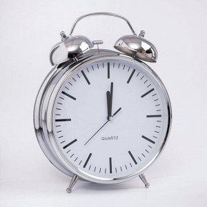 Часы - будильник настольные "Классика", с подвесом, дискретный ход, d-20 см, 32 х 23 см, 2АА