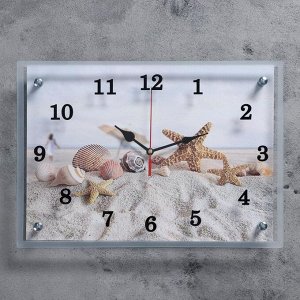 Часы настенные, серия: Море, "Морские звезды и ракушки на песке", 25х35  см, в ассортименте
