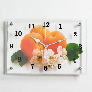 Часы настенные, серия: Кухня, "Абрикосы с цветами", 25х35  см, микс