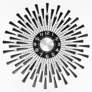 Часы настенные, серия: Ажур, "Чёрные лучики", плавный ход, d=22 см, 69 x 69 см