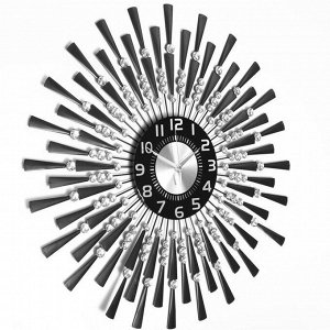 Часы настенные, серия: Ажур, "Чёрные лучики", плавный ход, d=22 см, 69 x 69 см