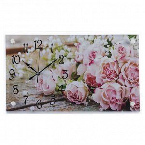Часы настенные, серия: Цветы, "Розы", 26х52 см, микс