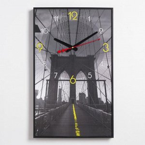 Часы-картина настенные, серия: Город, "Мост в небеса", 57 х 35 х 4 см