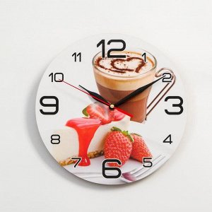 Часы настенные, серия: Кухня, "Кофе и клубника ", 24 см
