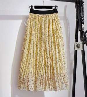 Женская длинная юбка, с принтом, цвет желтый