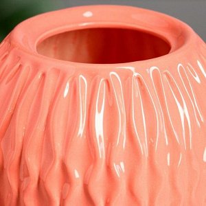 Ваза керамическая "Шарик", настольная, розовая, 14 см