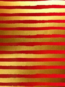 Мелованная металлизированная золотая бумага с полноцветной печатью Красные полоски, 100*70