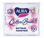 Ват. палочки AURA 100шт п/э пакет New КК /120