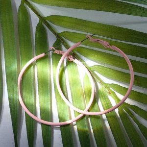 Серьги-кольца "Классик" тонкая линия, цвет бледно-розовый, d= 5 см