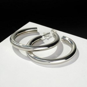 Серьги-кольца "Каньон" труба, d=3,5, цвет серебро