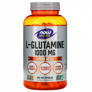Now Foods, Sports, L-глютамин, 1000 мг, 240 растительных капсул
