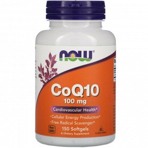 Now Foods, коэнзим Q10, 100 мг, 150 капсул