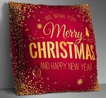 Наволочка на подушку, новогодний принт, надпись &quot;Merry Christmas&quot;, цвет красный