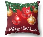 Наволочка на подушку, новогодний принт, надпись &quot;Merry Christmas&quot;