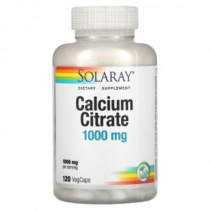 Solaray, Цитрат кальция, 250 мг, 120 растительных капсул