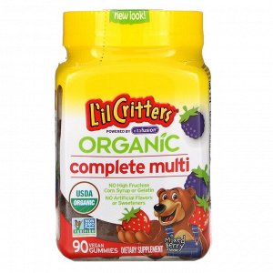 L'il Critters, органический комплекс мультивитаминов, вкус ягод, 90 вегетарианских жевательных таблеток