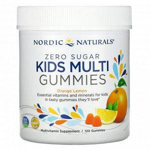 Nordic Naturals, жевательные мультивитамины для детей без сахара, со вкусом апельсина и лимона, 120 жевательных таблеток