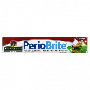 Nature's Answer, PerioBrite, натуральная осветляющая зубная паста с коэнзимом Q10 и фолиевой кислотой, корица и мята, 113,4 г (4 унции)