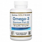 California Gold Nutrition, омега-3, рыбий жир премиального качества, 100 капсул из рыбьего желатина