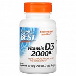 Doctor&#039;s Best, витаминD3, 50мкг (2000МЕ), 180капсул