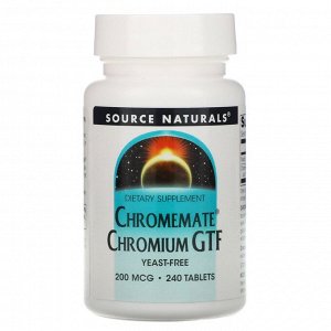Source Naturals, Chromemate, GTF, хром, 200 мкг, 240 таблеток